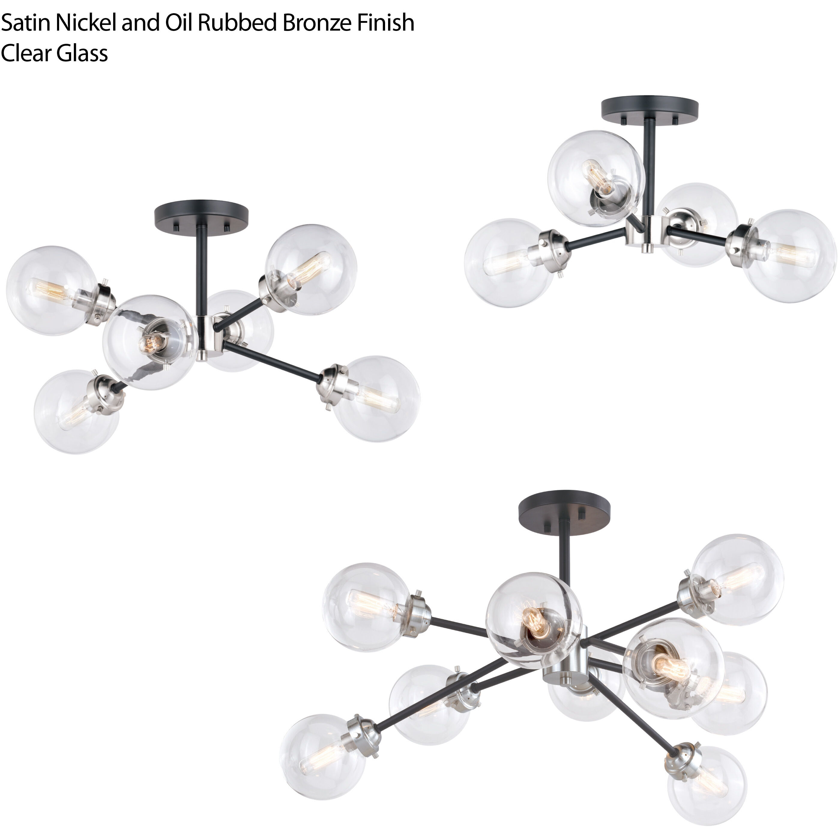 Orbit LED 20 inch Satin Nickel and Oil Rubbed Bronze Semi-Flush Mount Ceiling Light